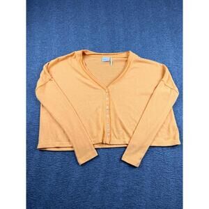Out From Under Women's S Orange V-Neck Cropped Button Front Knit Sweater